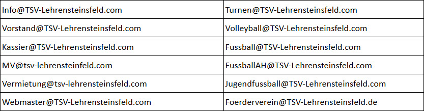 TSV E-Mail-Adressen